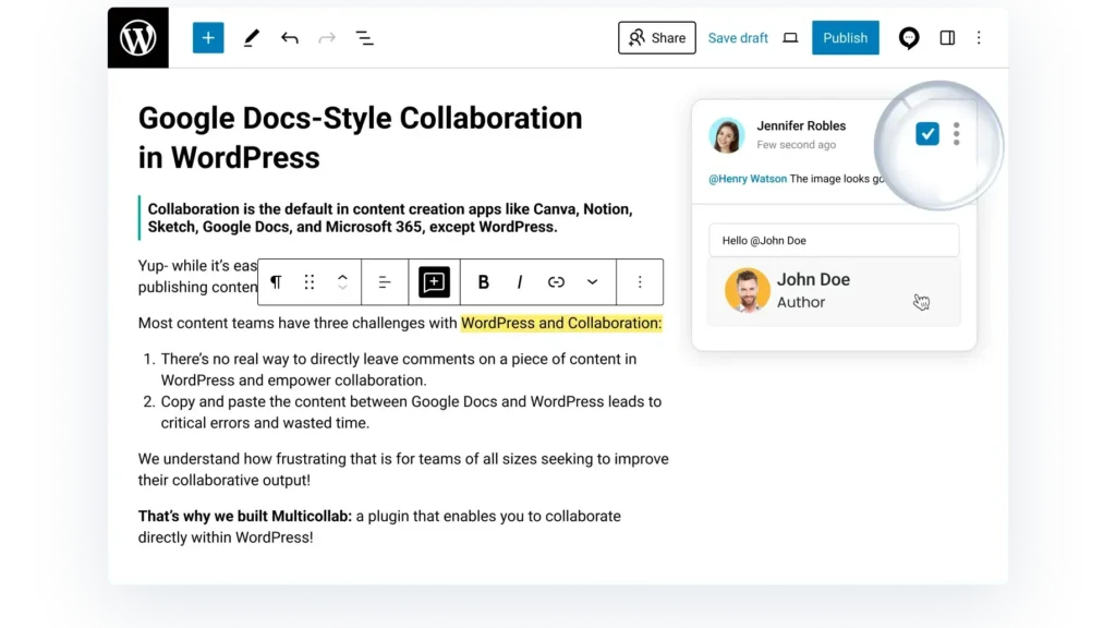 Editorial team collaboration in wordpress