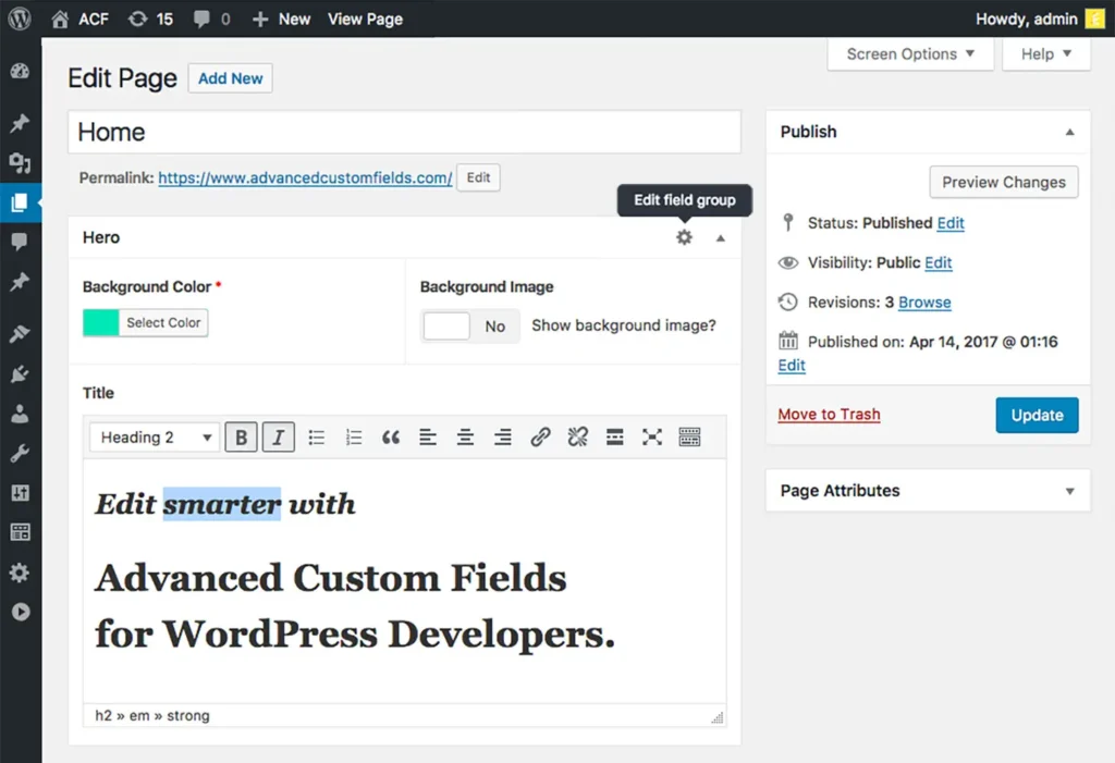 Advanced Custom Fields (ACF) plugin